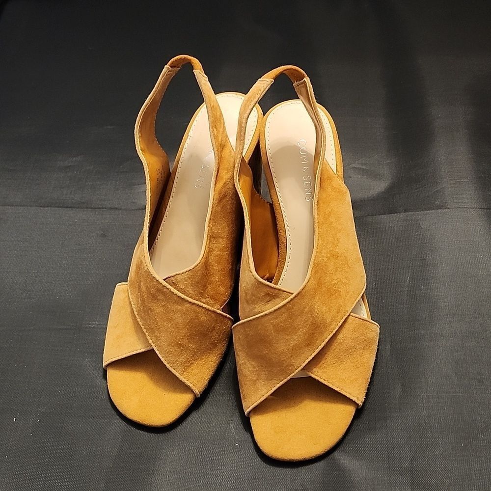 Com & Sens Suede Leather Cork Wedge Open Toe Sand… - image 3